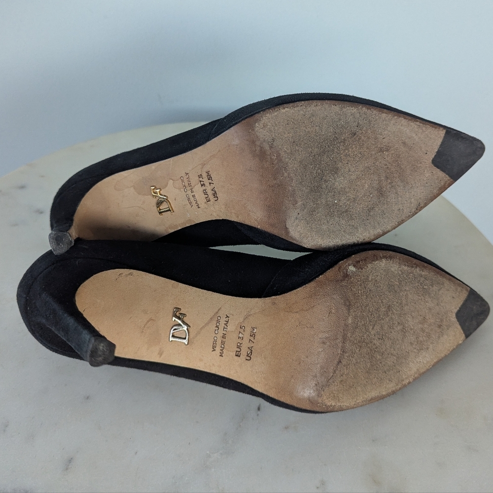 Diane Von Furstenberg Classic Black Suede Pointed Toe Heel - Picture 9 of 9